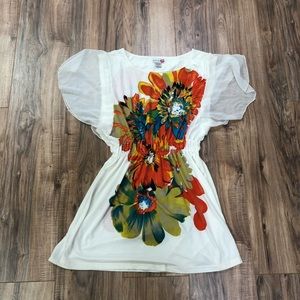White- floral sheer dress from body central